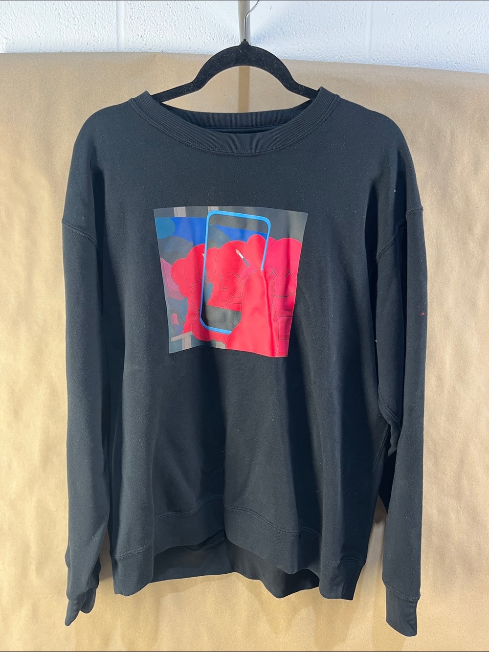 Uniqlo KAWS x Warhol Black Graphic Crewneck Sweatshirt Size L